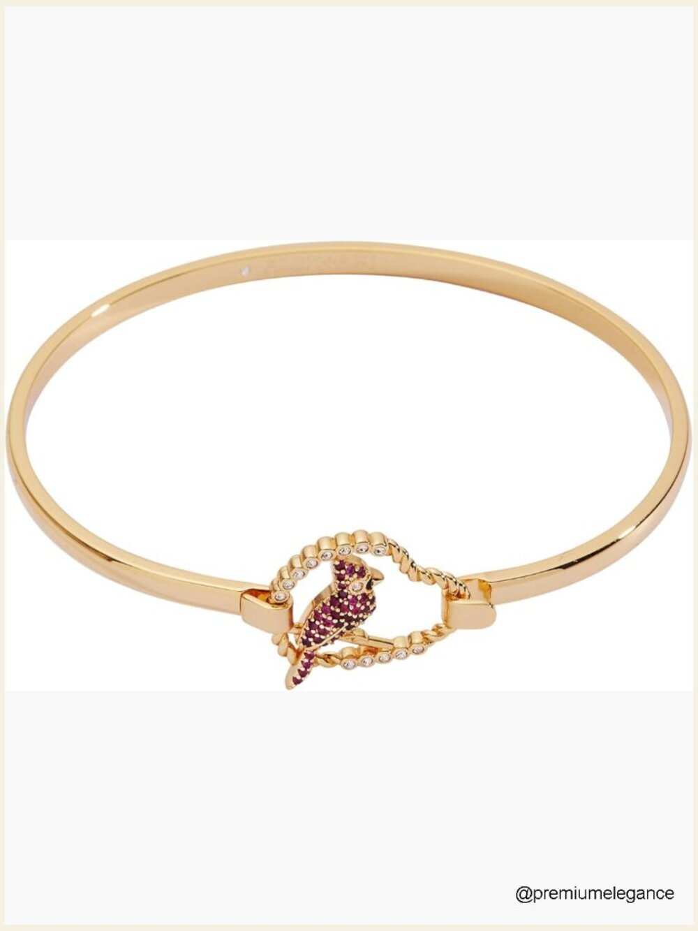 Cardinal Enamel Charm Bracelet with Ruby Crystals - Link Bracelet, Nickel-Free